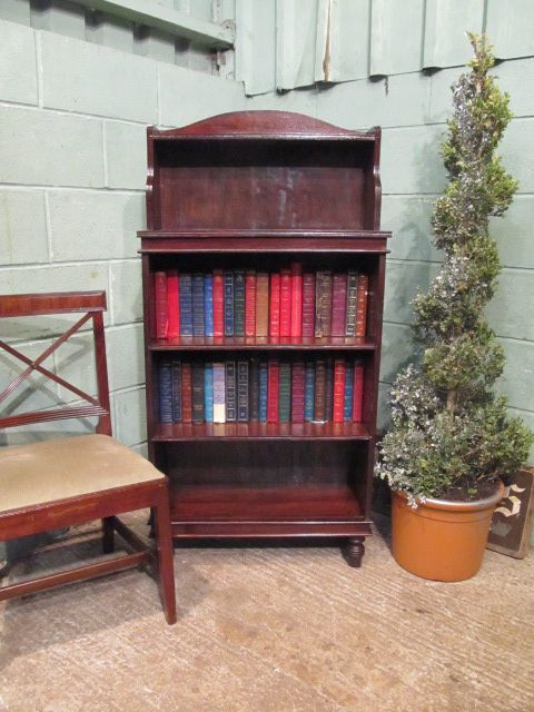 antique victorian mahogany narrow open fronted bookcase c1880