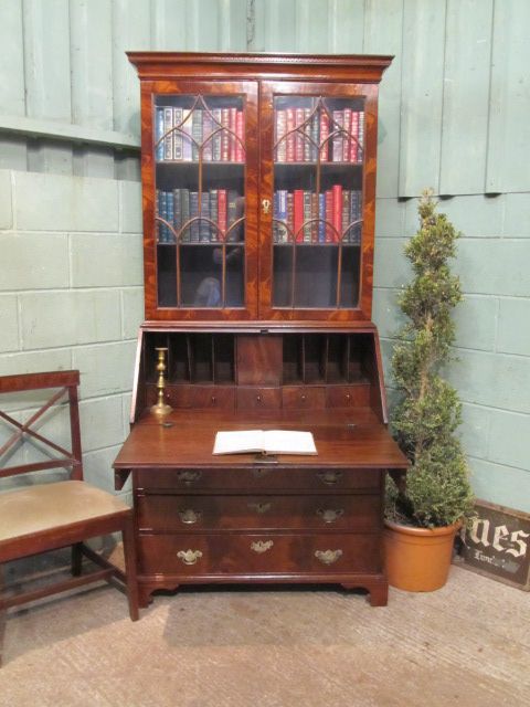 antique regency mahogany bureau bookcase c1820