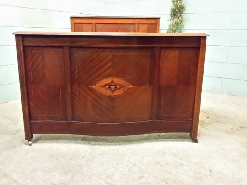 antique edwardian mahogany inlaid parquetry double bed c1900