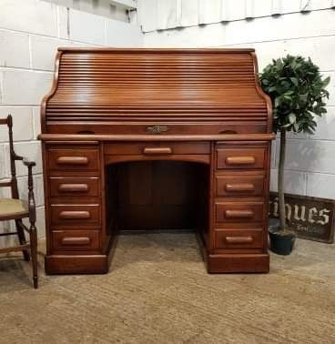 antique edwardian walnut roll top derby desk by t inglesant sons of leicester c1900