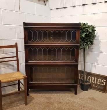 antique edwardian glazed oak sectional bookcase by dawsons of manchester c1900
