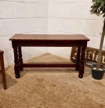 antique edwardian country joined oak hall bench c1900