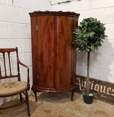 antique regency mahogany bow front corner cabinet c1820