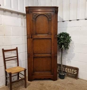 antique oak hall wardrobe c1920