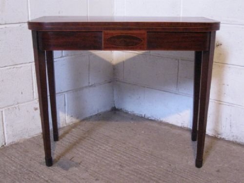 antique regency inlaid mahogany fold over tea table c1800
