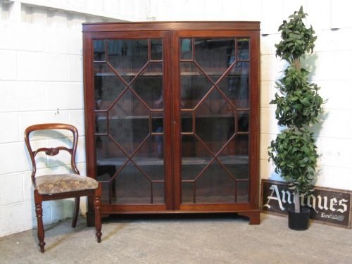 antique edwardian mahogany astragal glazed bookcase