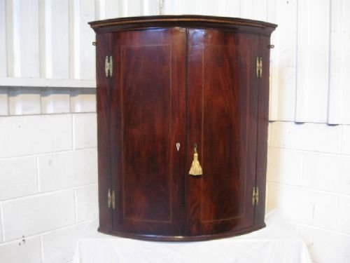 superb antique georgian barrel fronted mahogany corner cabnet c1780