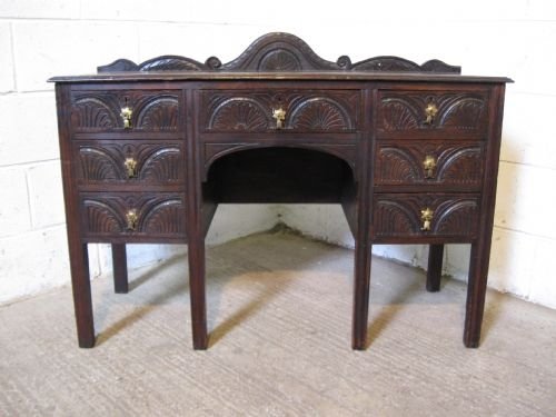 early victorian carved oak desk low boy c1850