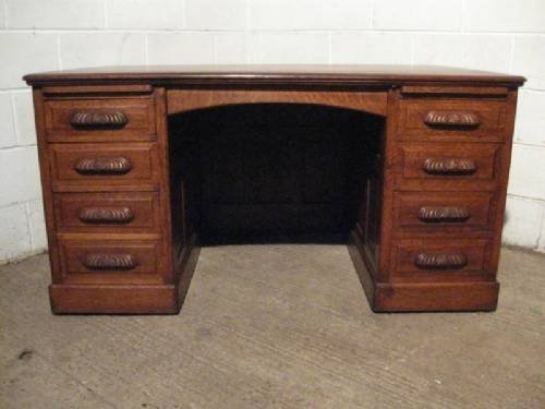 superb antique edwardian solid tiger oak twin pedastal desk c1900 wdb200227