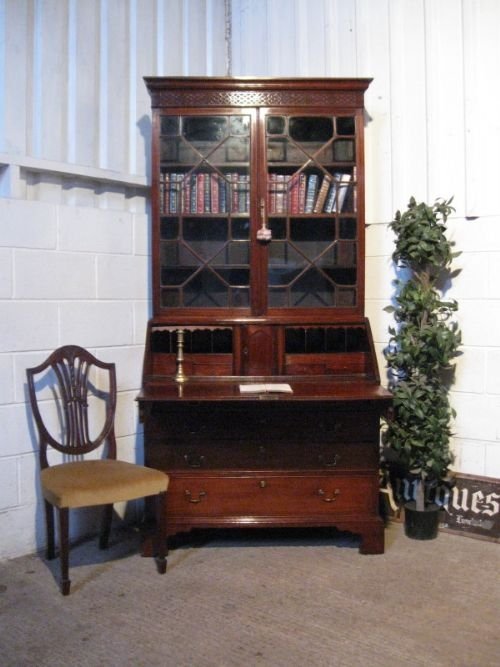 superb george 111 mahogany bureau bookcase c1780