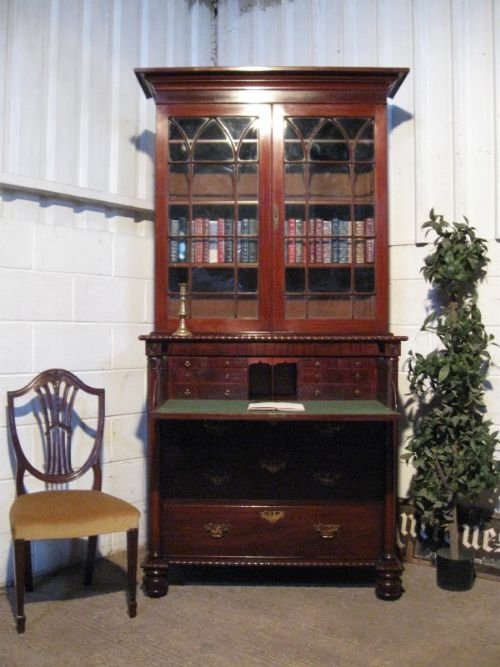 gorgeous william 1v mahogany secretaire bookcase bureau c1820 wdb590257
