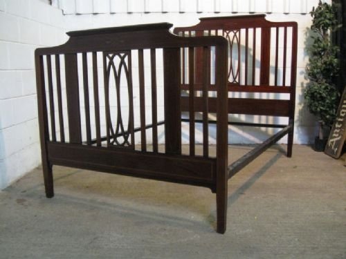 antique edwardian quality mahogany double bed stead c1900