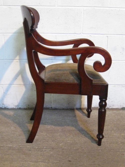 antique regency mahogany elbow desk chair c1800