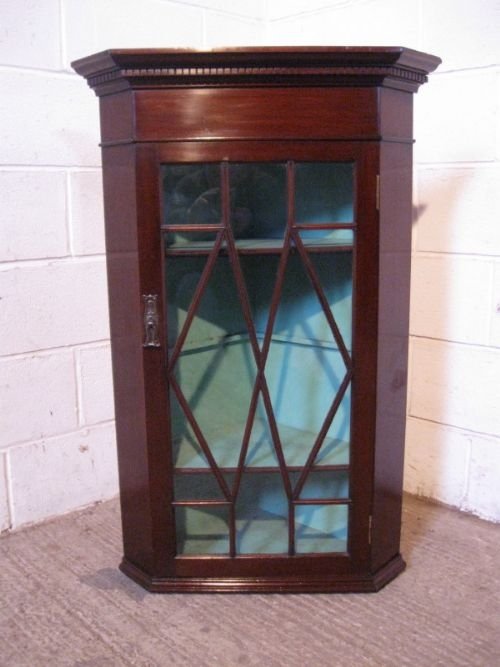 antique regency mahogany glazed corner cabinet c1800