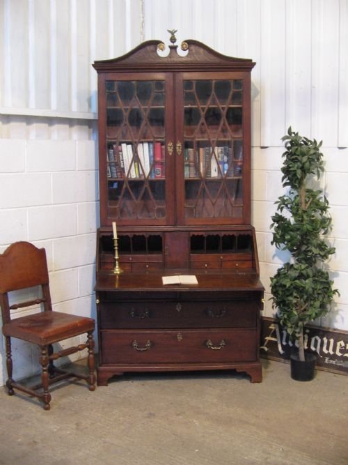 large georgian oak bureau bookcase c1780