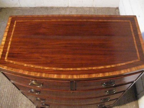 superb antique regency inlaid mahogany bow front chest of drawers c1800
