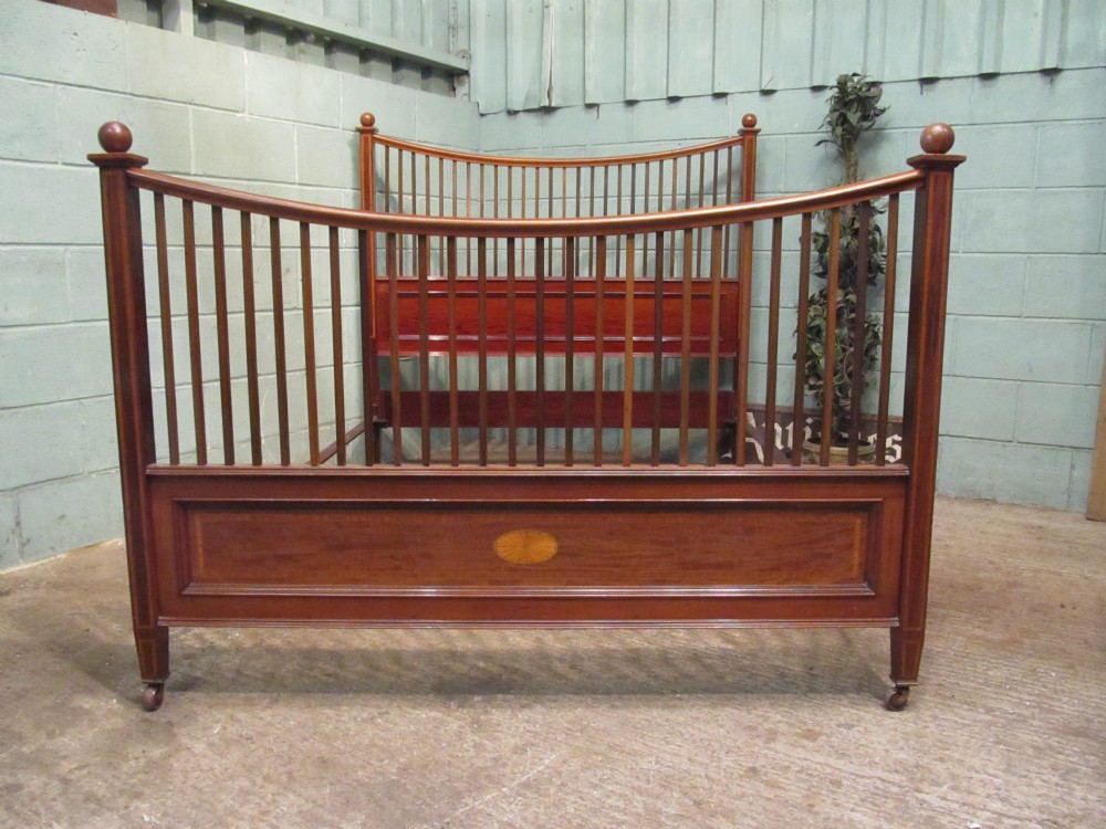 antique edwardian mahogany inlaid king size bed
