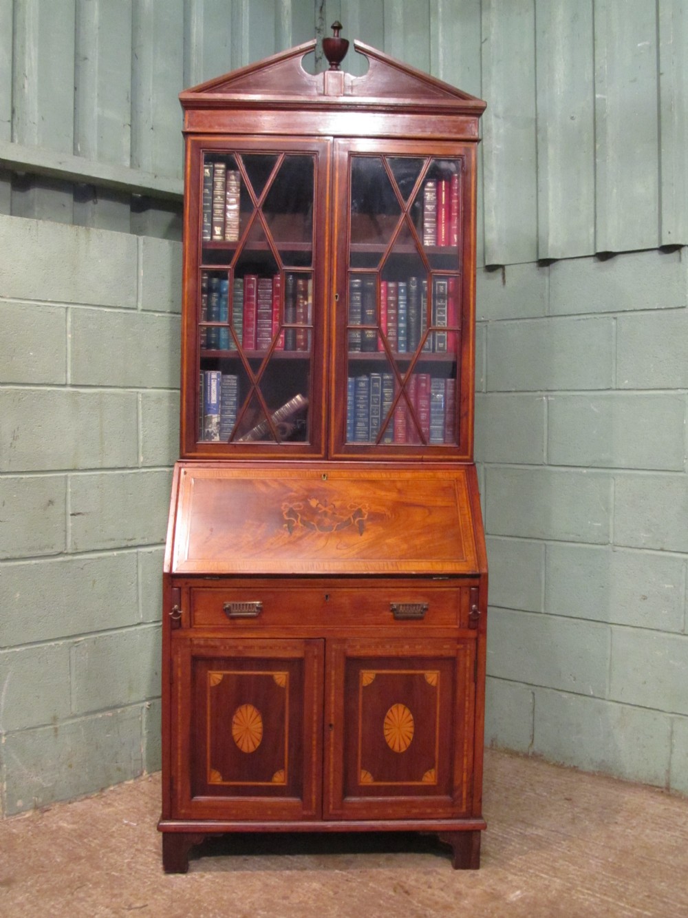 antique edwardian mahogany bureau bookcase c1900