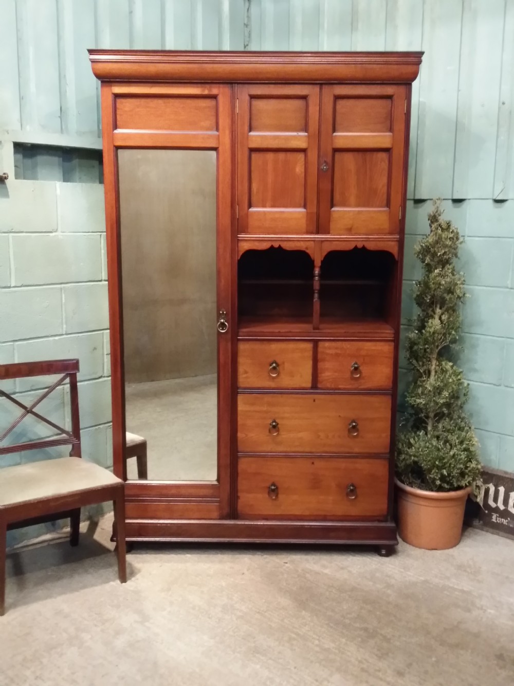 antique edwardian shapland petter style double wardrobecompactum c1900