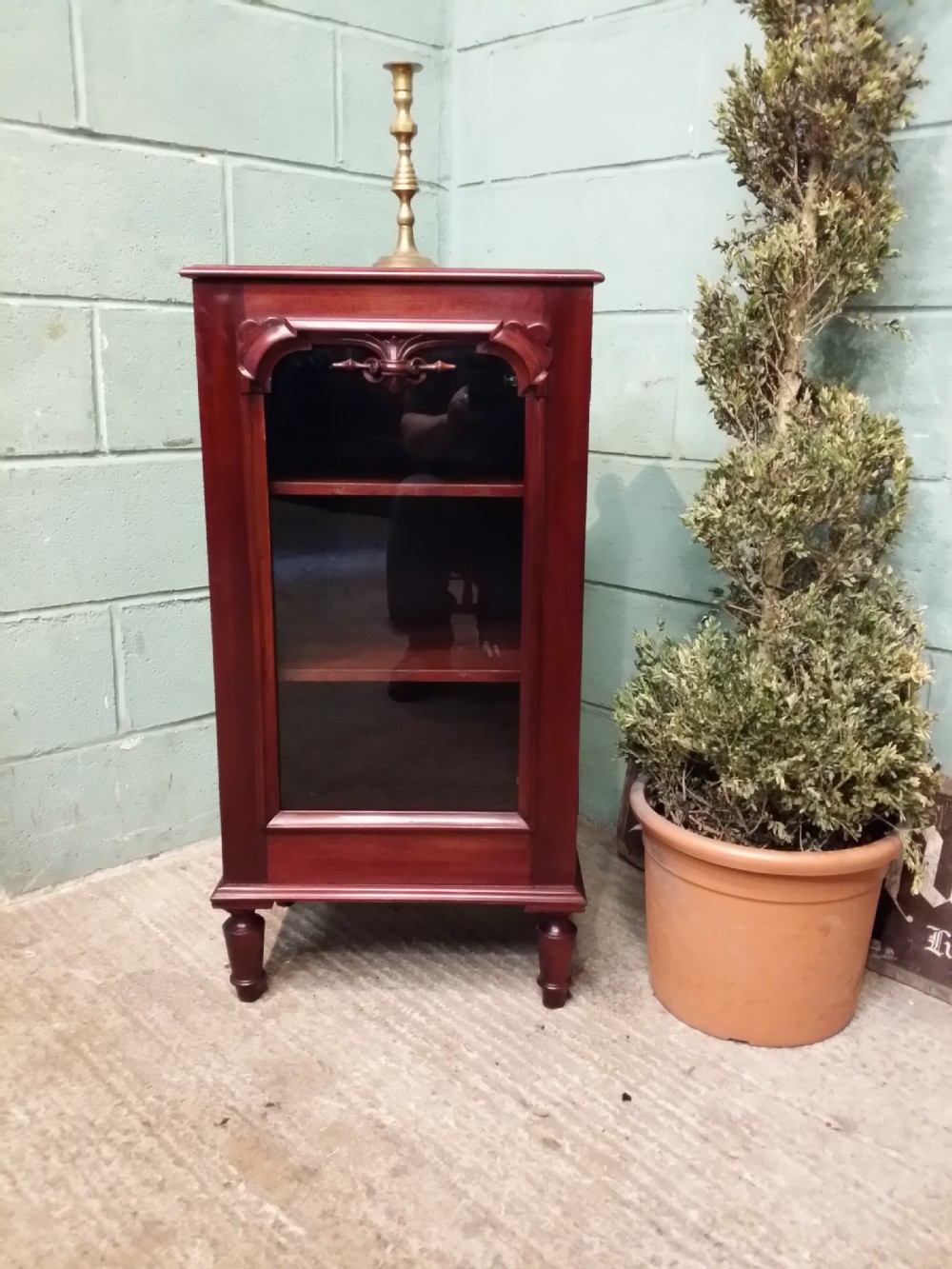 antique victorian mahogany small glazed cabinet c1880