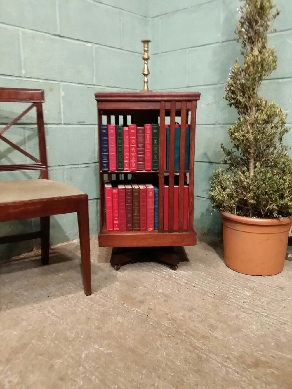 antique edwardian oak revolving bookcase c1900