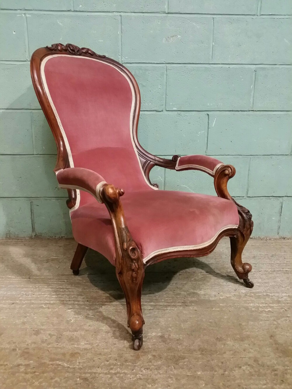 antique victorian walnut salon chair c1880