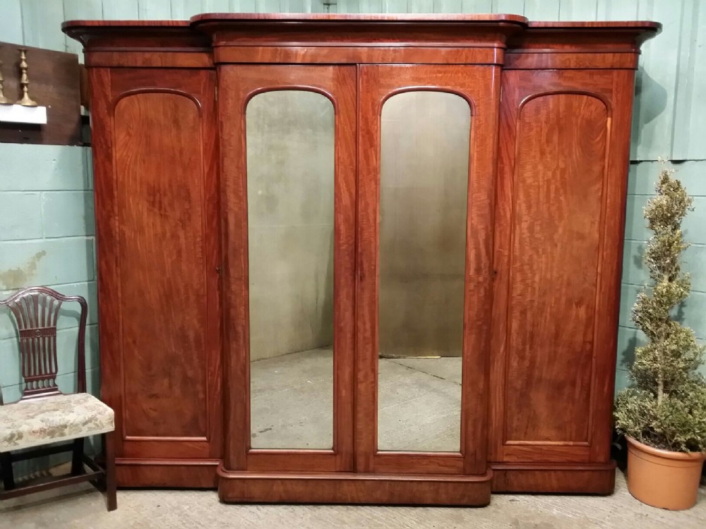 antique victorian mahogany breakfront wardrobe compactum c1880