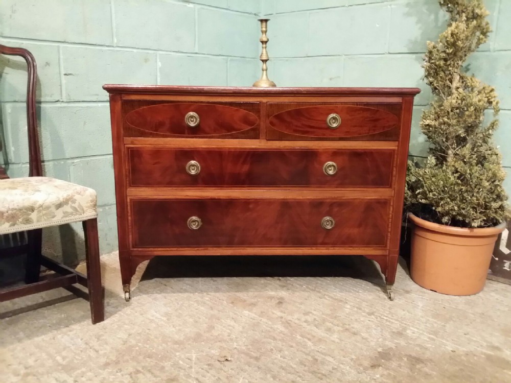 antique edwardian flamed mahogany chest of drawers by maples co c1900