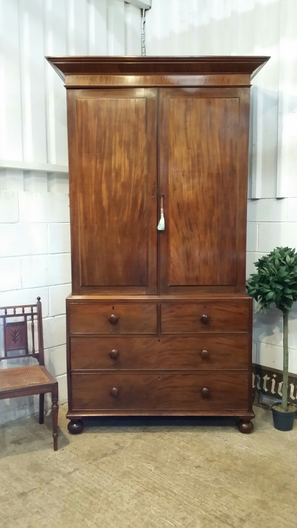 antique william 1v tall mahogany clothes press c1830