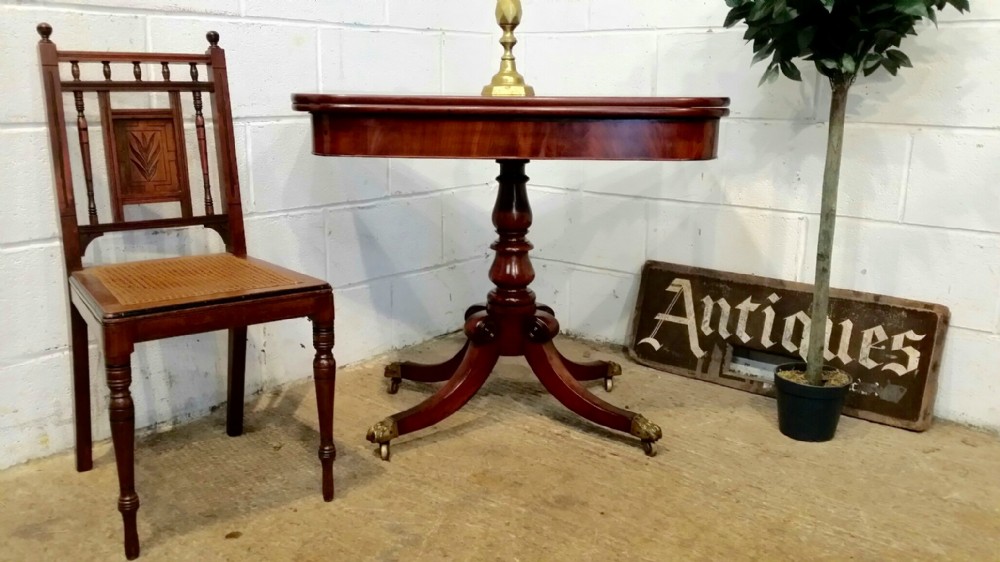 antique regency mahogany fold over tea table c1820