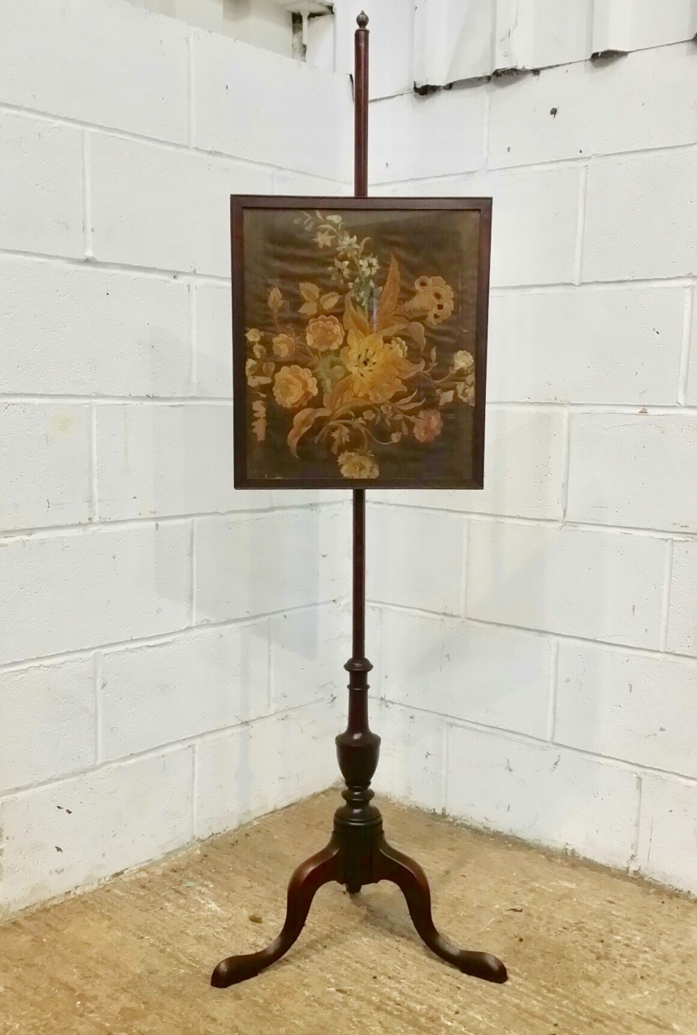 antique regency mahogany silk pole screen c1820