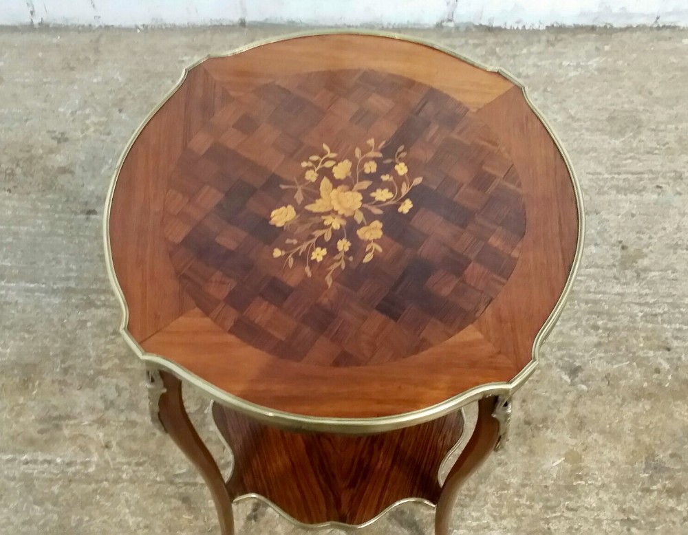 antique french inlaid mahogany and gilt occasional table c1900