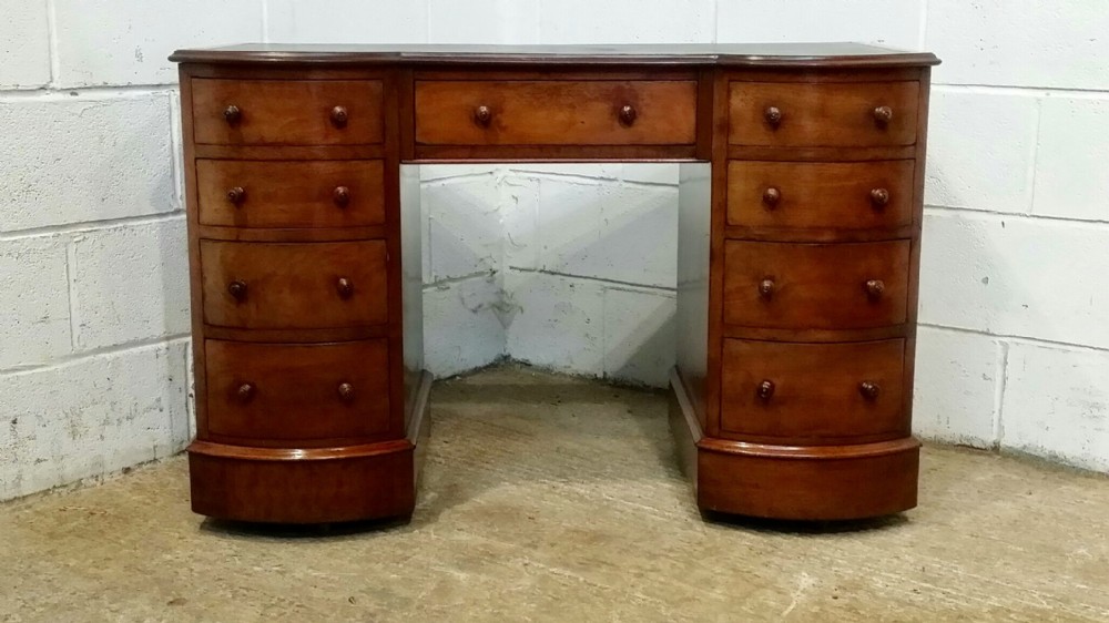 antique edwardian mahogany bow front pedastal desk c1900