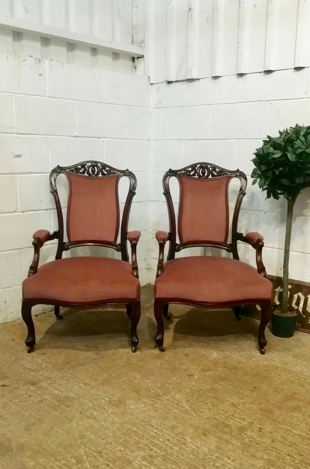 antique pair victorian mahogany armchair c1880