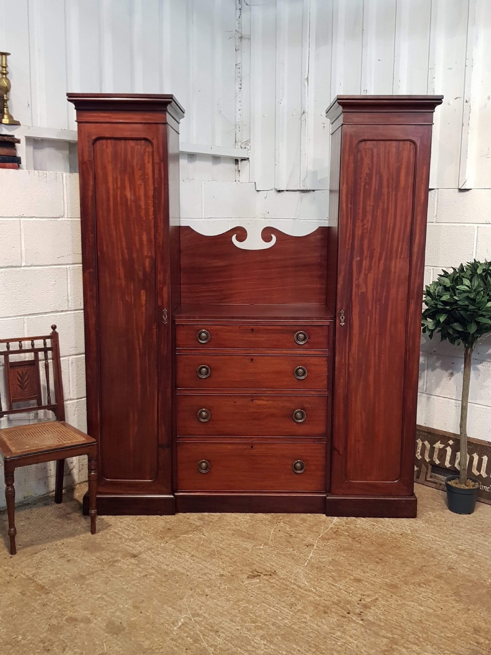 antique victorian mahogany dwarf sentry box wardrobe c1880