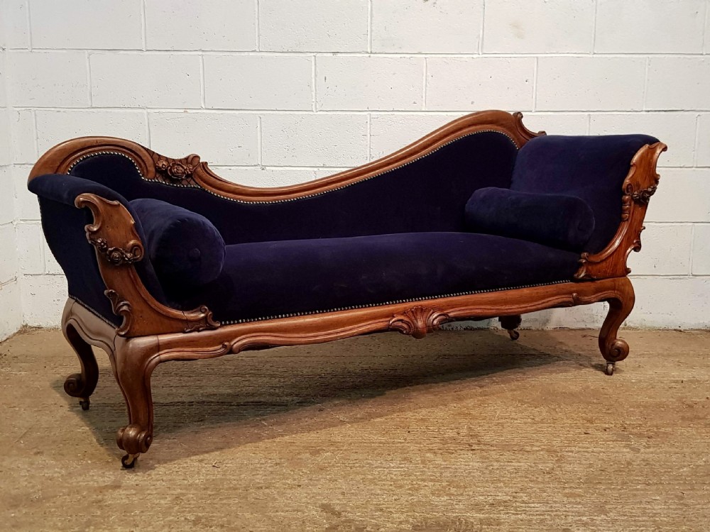 antique victorian double end mahogany chaise longue c1860