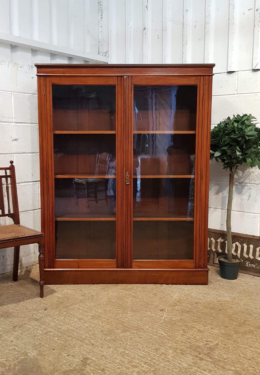 antique victorian mahogany glazed bookcase c1880