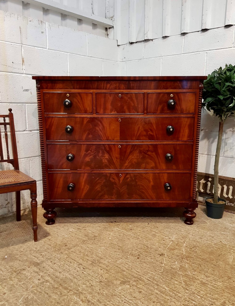 antique early victorian flamed mahogany chest of drawers c1850