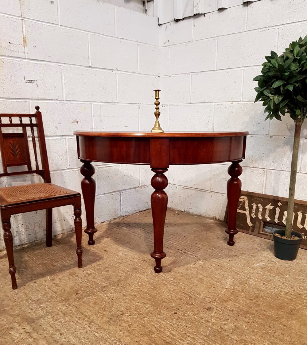 antique victorian mahogany demi lune table c1880