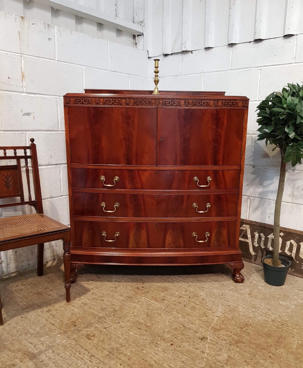 antique edwardian mahogany bow front tallboy chest of drawers c1920