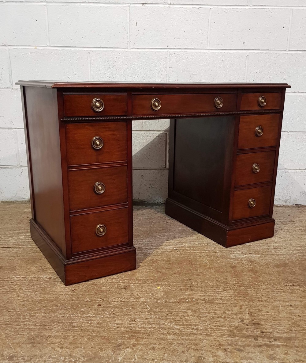 antique one piece mahogany twin pedastal desk c1920