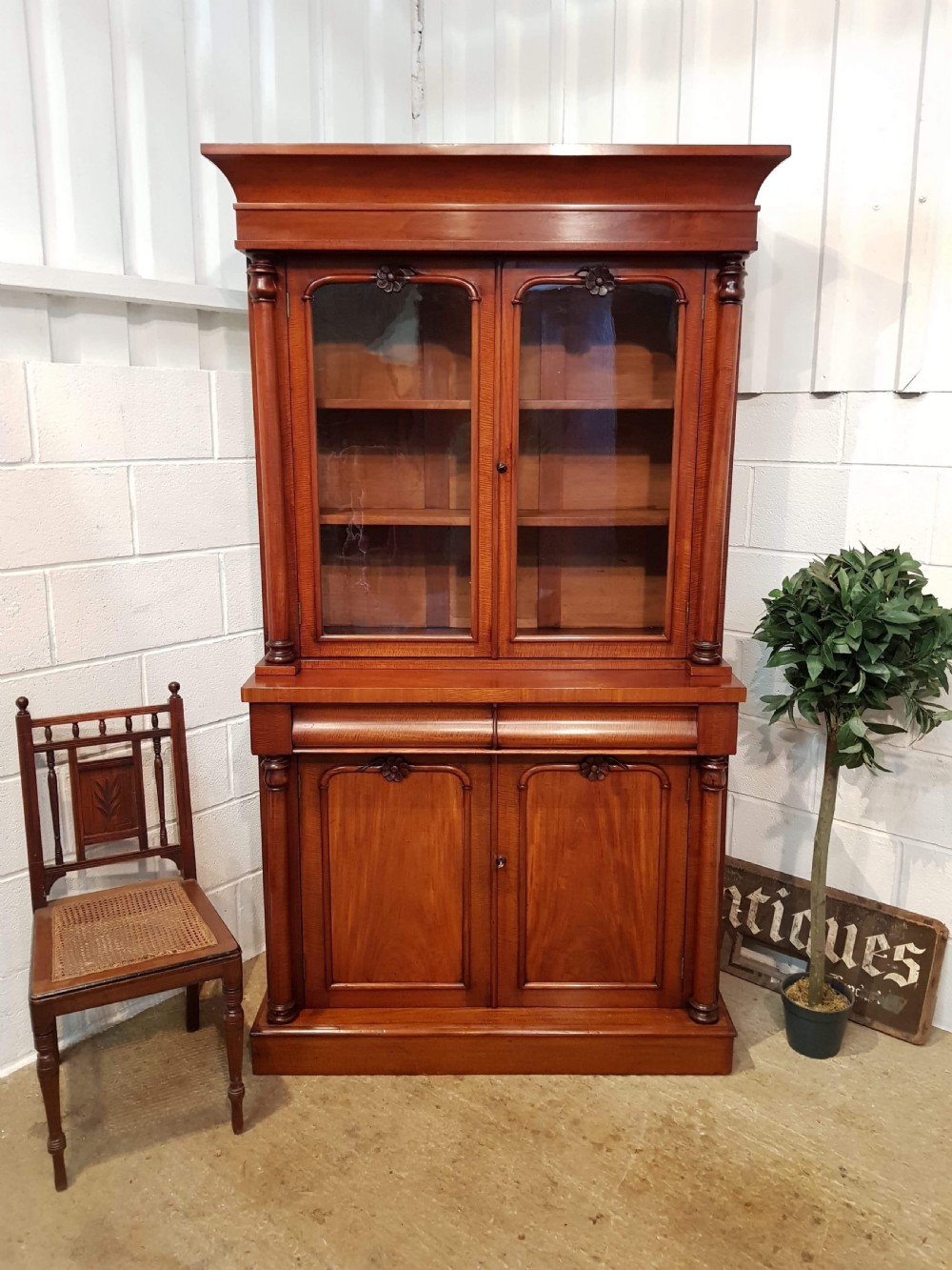 antique victorian mahogany library bookcase c1880