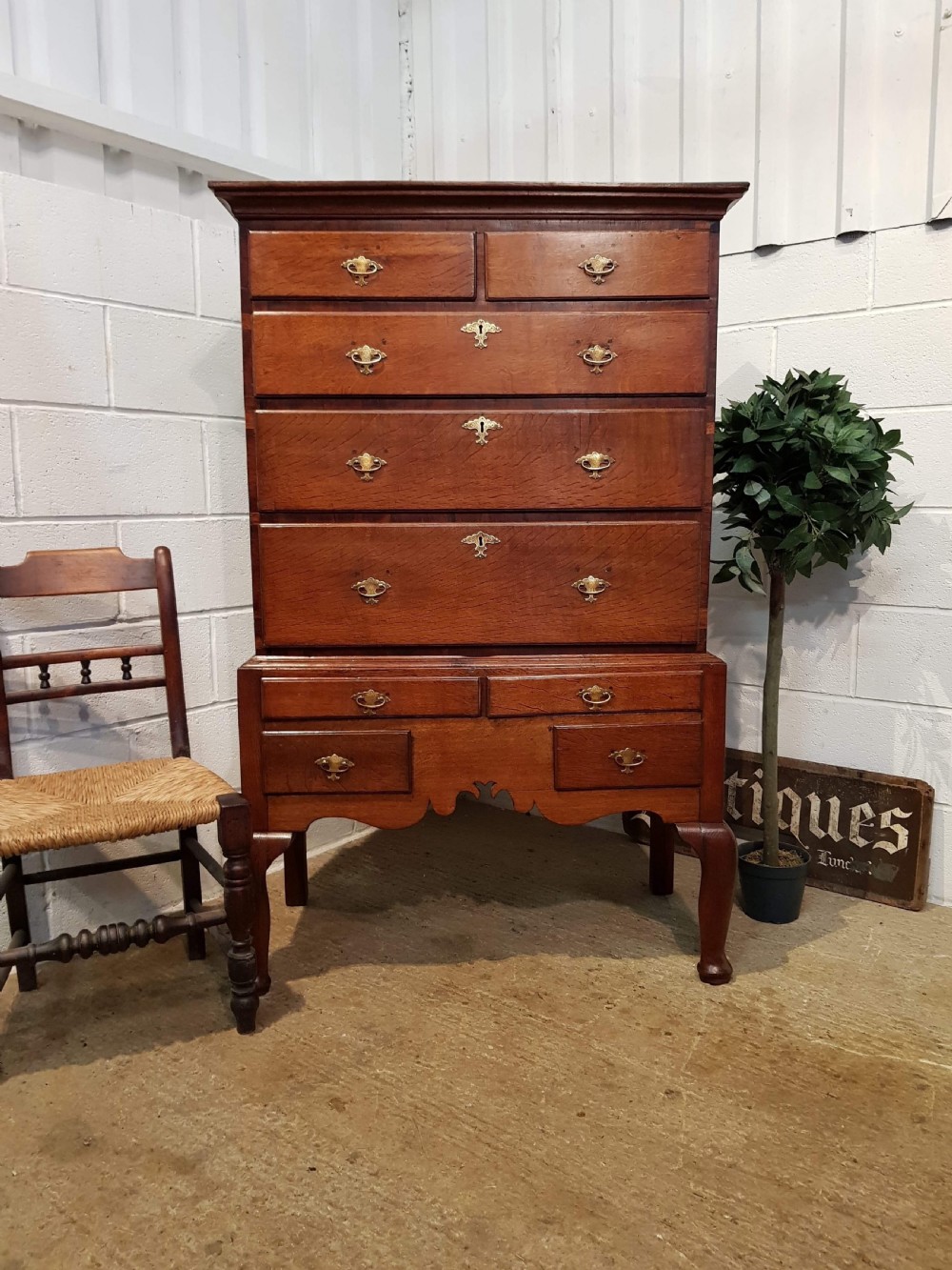 antique 18th century period oak chest on stand c1760