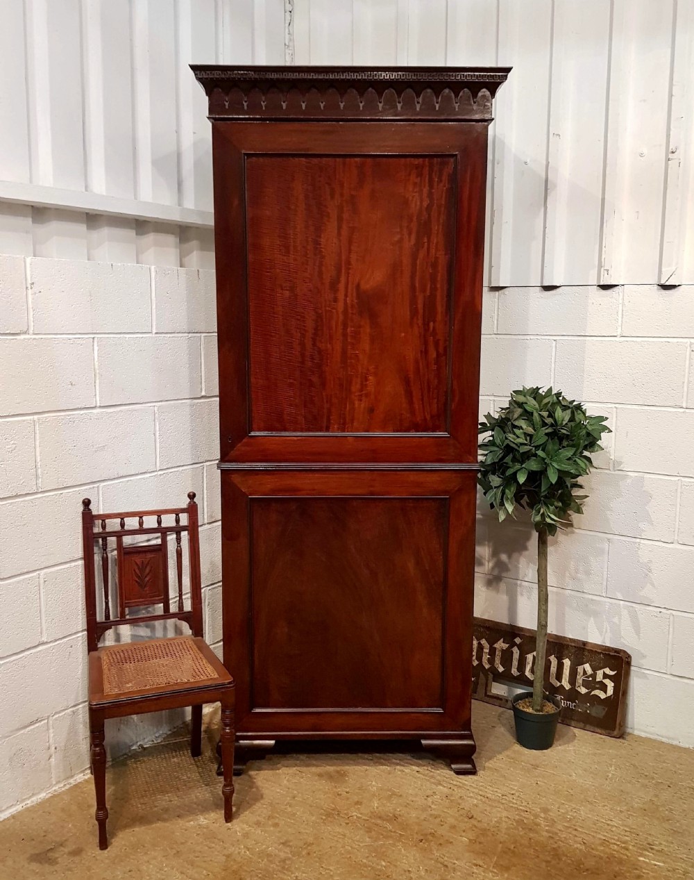 antique regncy mahogany tall narrow single wardrobe c1820