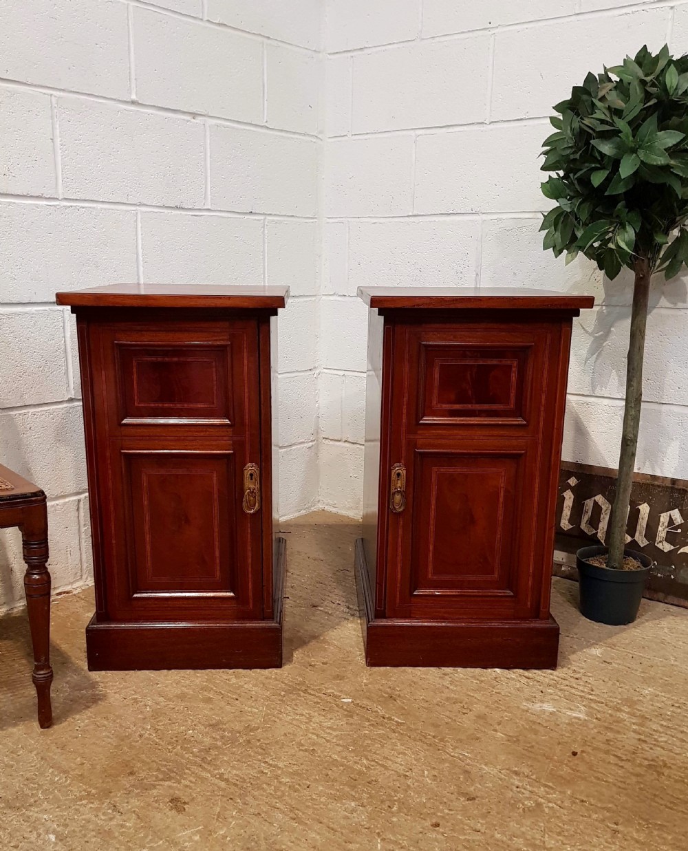 antique pair edwardian mahogany bedside cabinets c1900