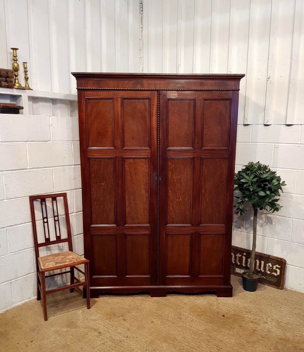 antique late victorian mahogany panelled double wardrobe c1890