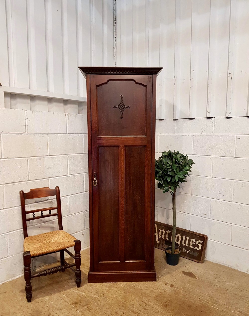 antique edwardian oak hall robe c1900