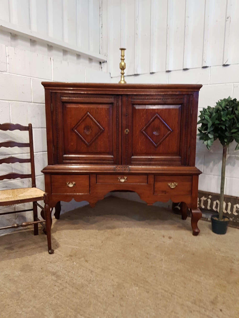 antique early victorian oak cabinet on stand c1840
