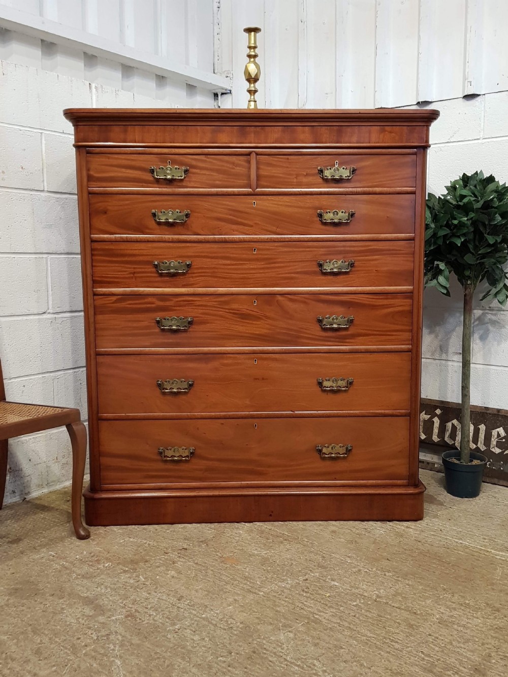 antique large victorian mahogany six height chest of drawers c1890