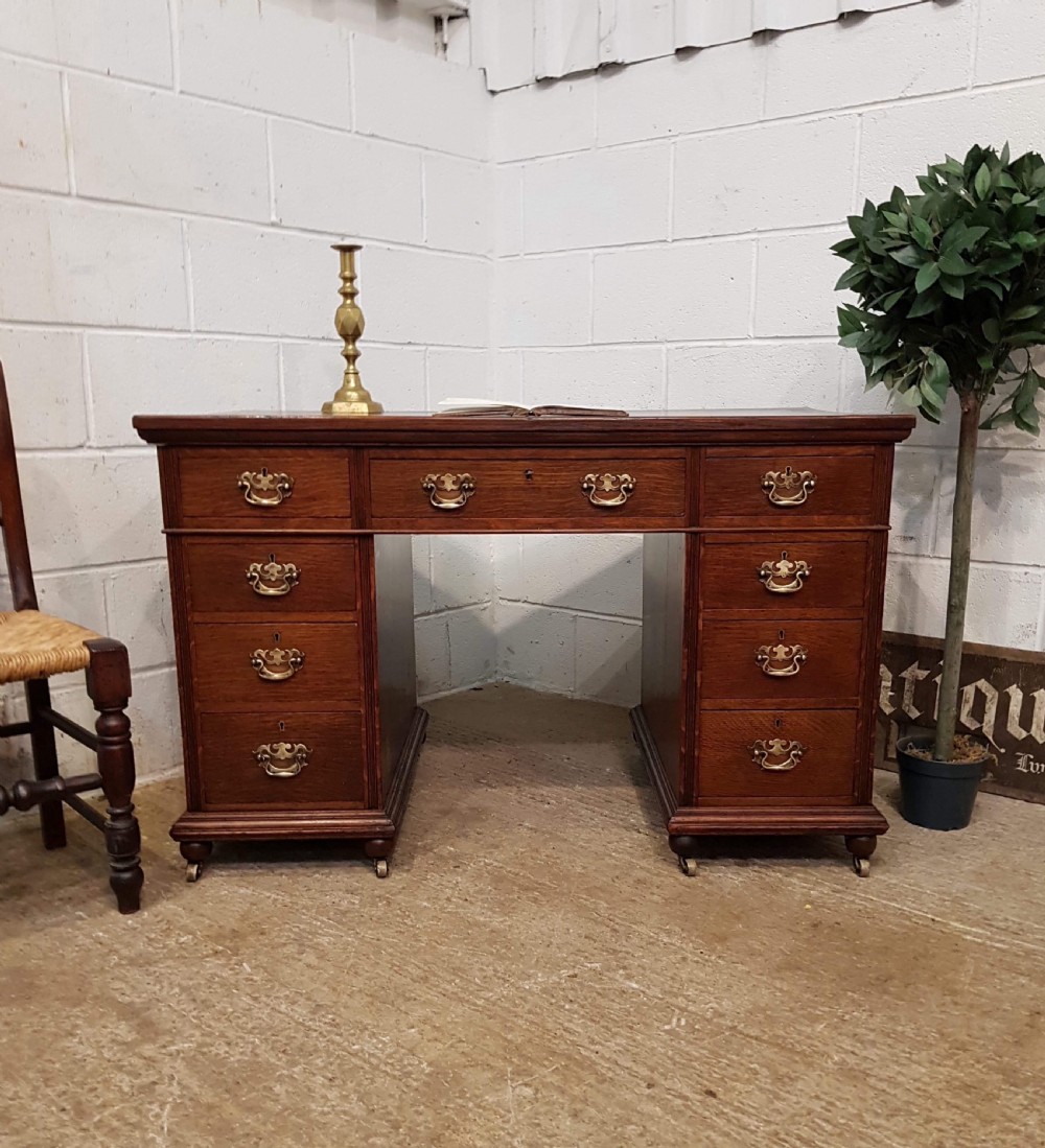 antique victorian oak twin pedastal desk c1880